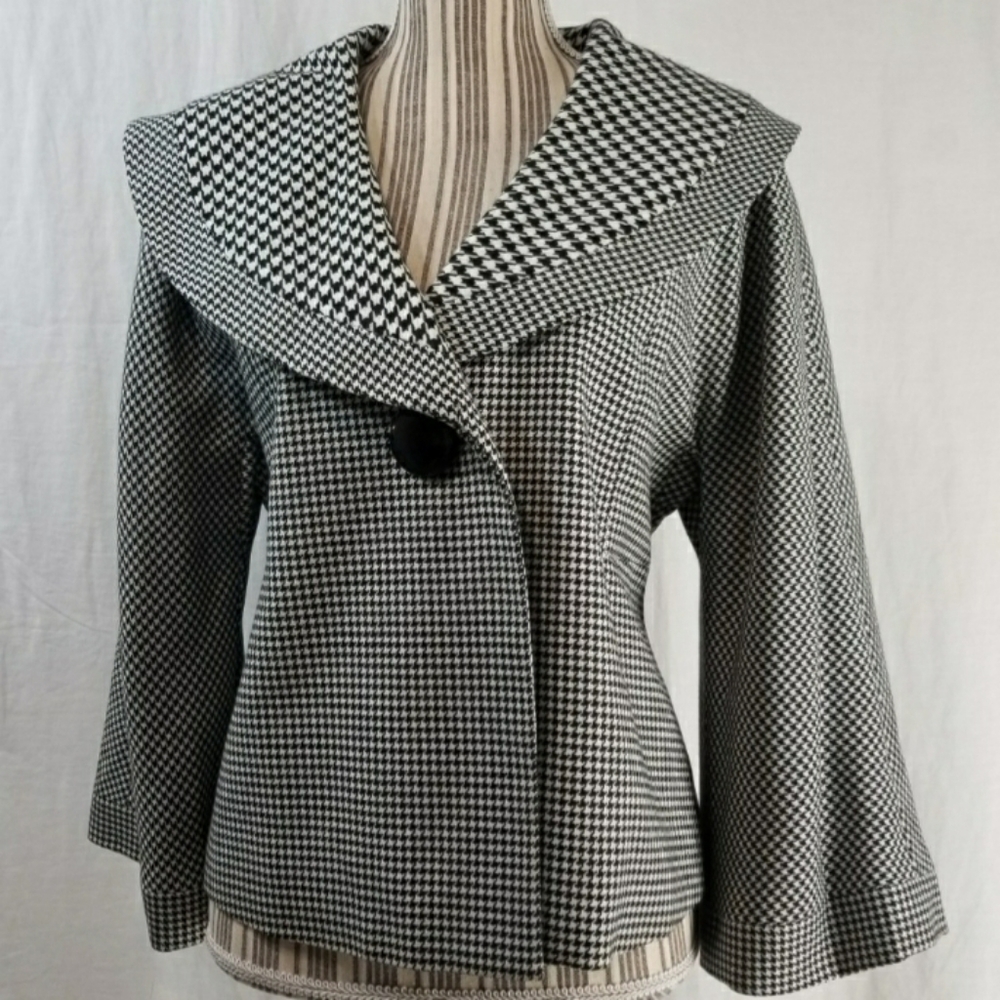 Mod Style Houndstooth Swing Jacket size 12
